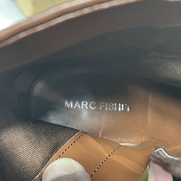 Marc Fisher Size 7.5 M Brown Leather Square Toe Block Heel Cushioned Booties - Picture 8 of 10